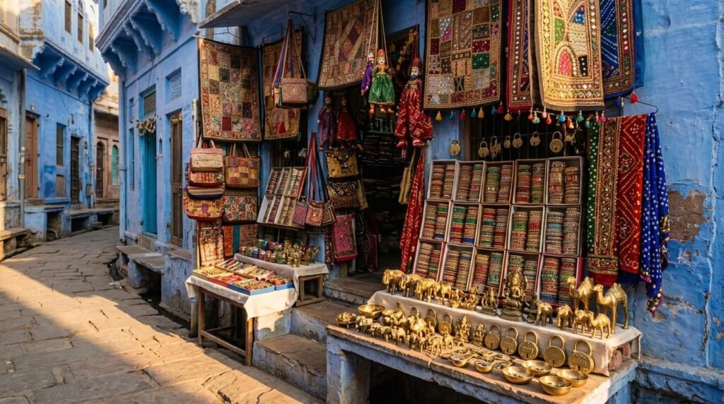 bangles and crafts stacked in warm light