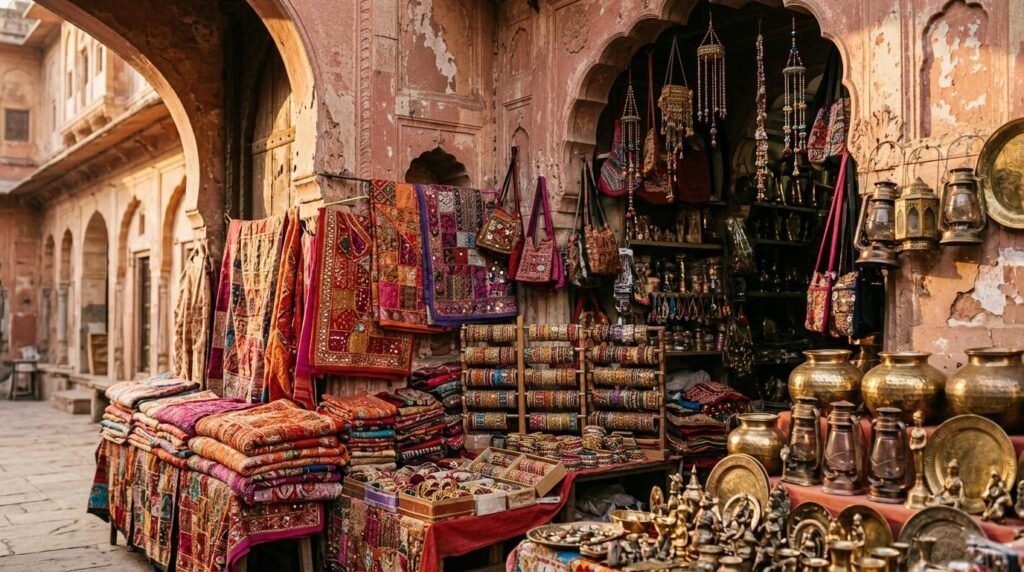 bangles and crafts stacked in warm light